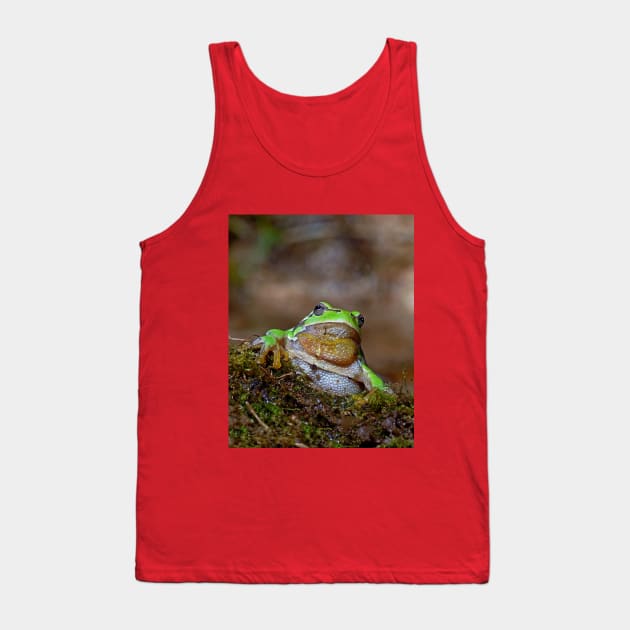 r669/  " the Friendly Palmed Green Frog - la Gentille grenouille verte Palmé " to Okaio Créations - Olavia-Olao Tank Top by caillaudolivier